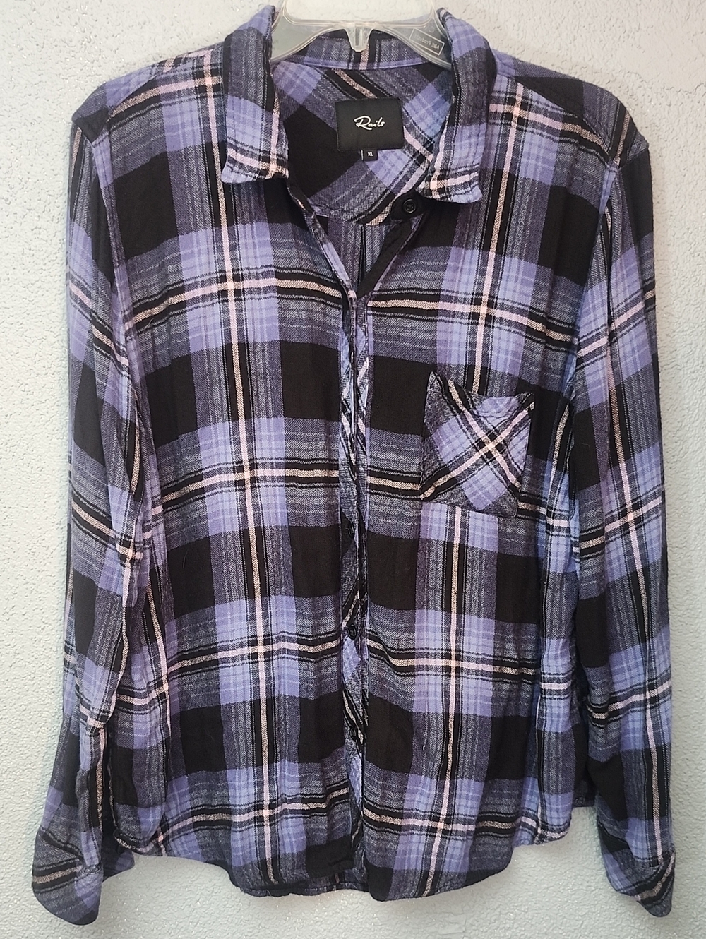 Rails Lavender and Black Plaid Button-Down Shirt